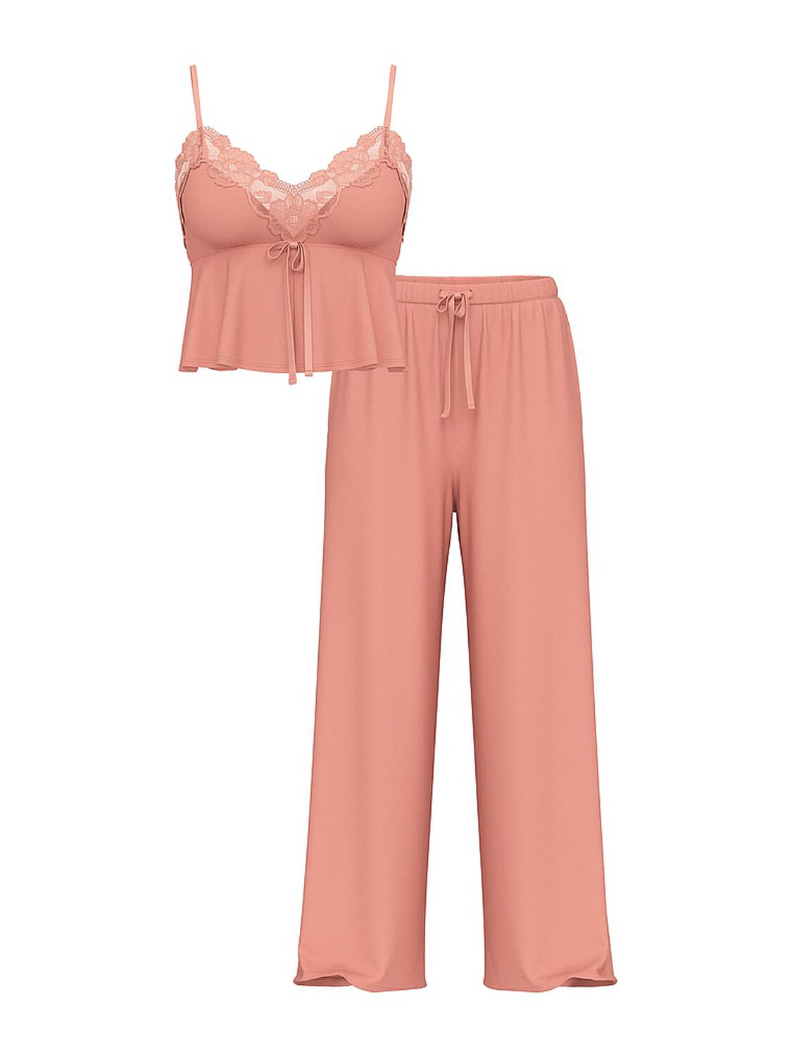 vs Victoria's Secret Modal Soft Lace-Trim Cami & Wide-Leg Pant Set Desert Blush 3 of 3 