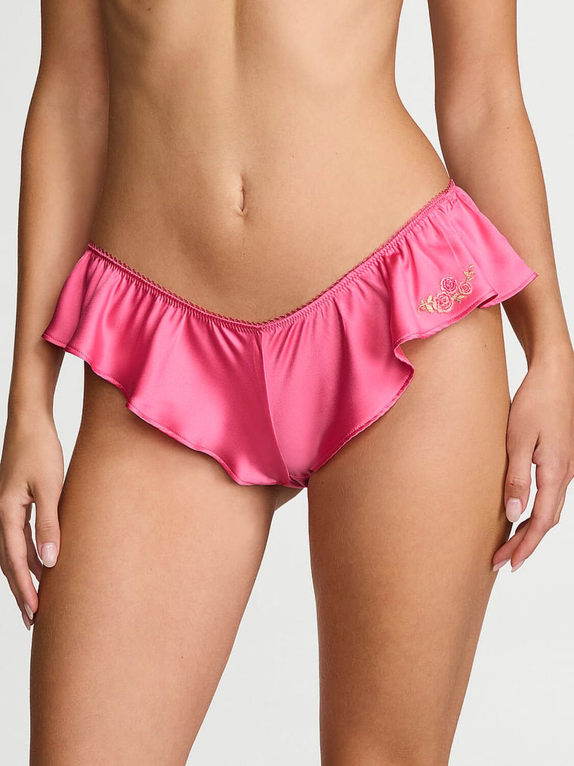 vs Dream Angels Sweet Melody Motif Satin Flutter Brazilian Panty Rsvp Pink 1 of 3 