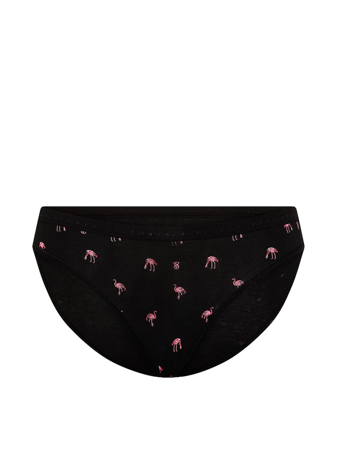 vs Victoria's Secret Stretch Cotton Bikini Panty Black Flamingos 3 of 3 