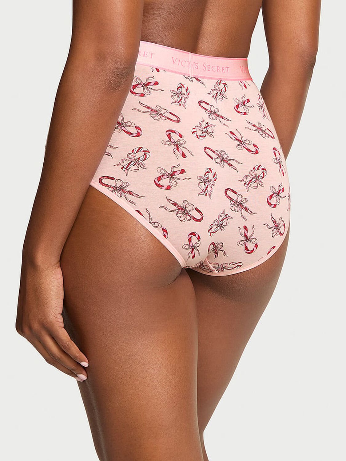 vs Cotton Logo Cotton Modern Brief Panty Angel Pink Candy Canes 1 of 2 