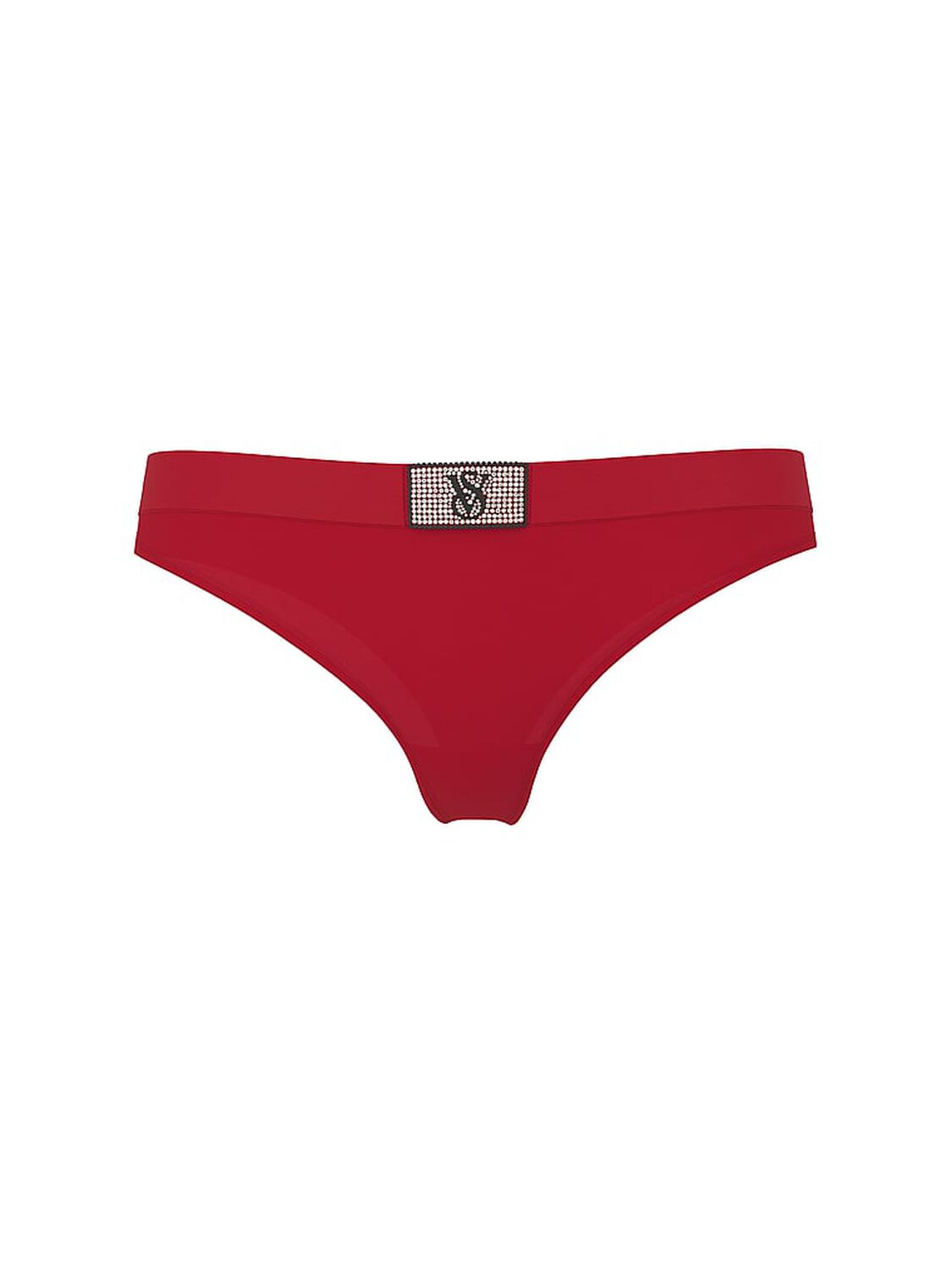 vs Cotton Logo Cotton Heart Shine Patch Thong Panty Red Lacquer 3 of 3 