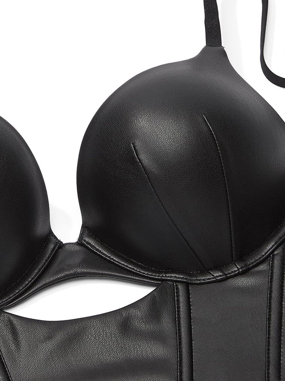 vs Very Sexy Bombshell Add-2-Cups Faux Leather Corset Top Black 4 of 4 