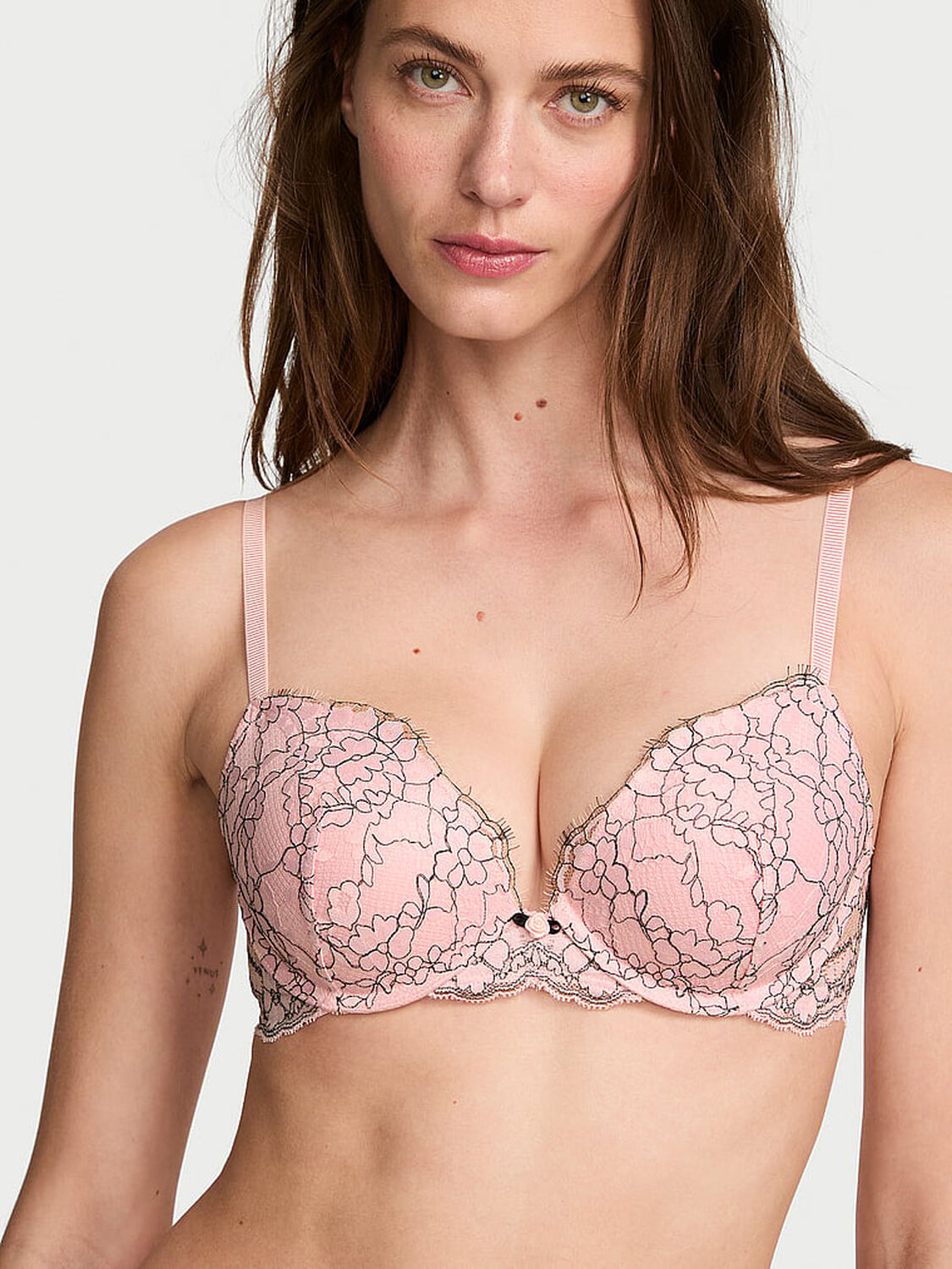 vs Dream Angels Lace Push-Up Bra Angel Pink 1 of 3 