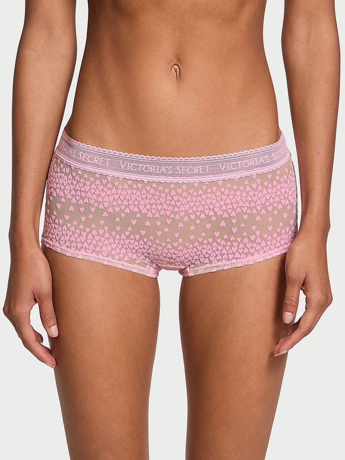 vs Cotton Logo Flocked Hearts Shortie Panty 1 of 3 