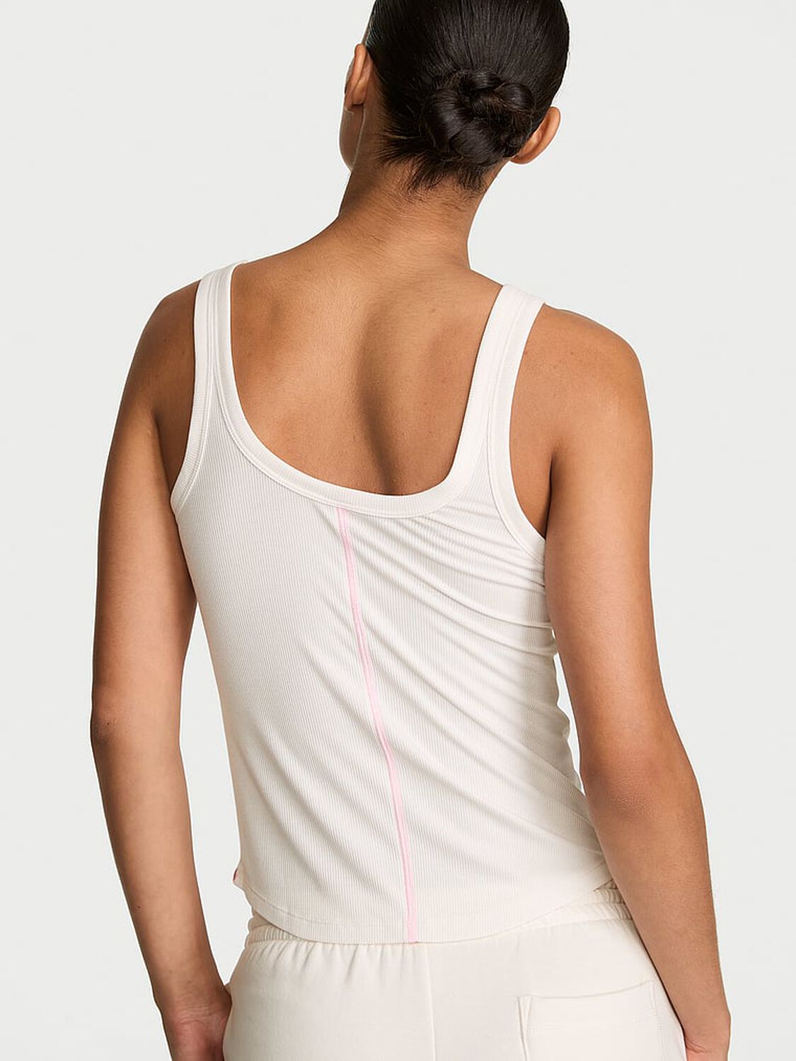 vs Angel Essentials VS Iconic Rib Square-Neck Tank Top Coconut White 2 of 4 