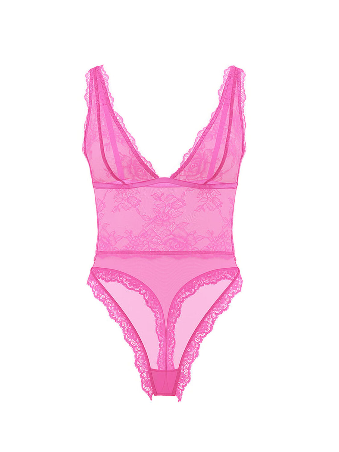 vs Very Sexy Sheer Rose Plunge Bodysuit Ultre Pink 2 of 3 