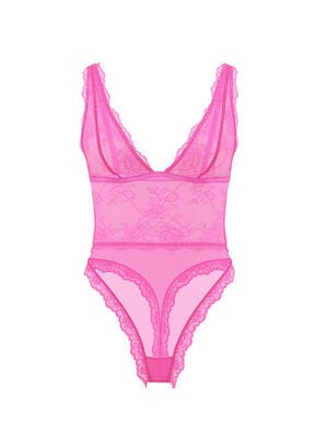 Sheer Rose Plunge Bodysuit