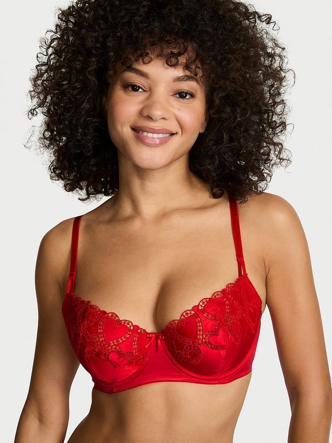 vs Dream Angels Wicked Heartbeat Embroidery Unlined Balconette Bra Lipstick Heartbeat 1 of 4 