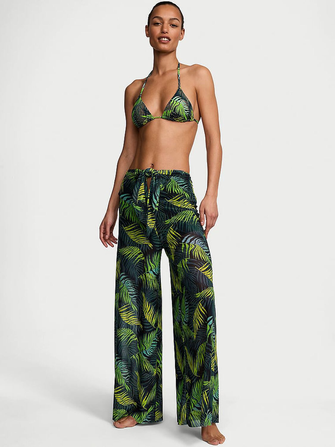 vs Victoria's Secret Swim Beachwear Mesh Tie-Front Cover-Up Pants Palm Royale 1 of 3 