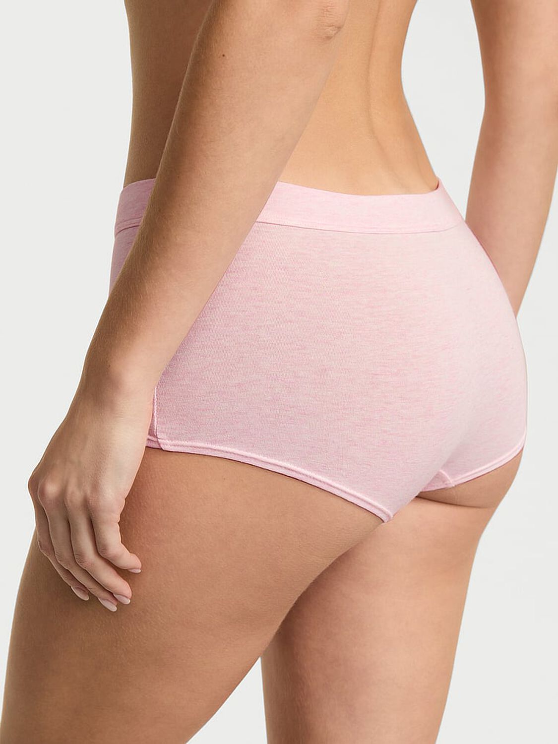vs Cotton Logo Cotton Boyshort Panty Heather Pink Petal 1 of 4 