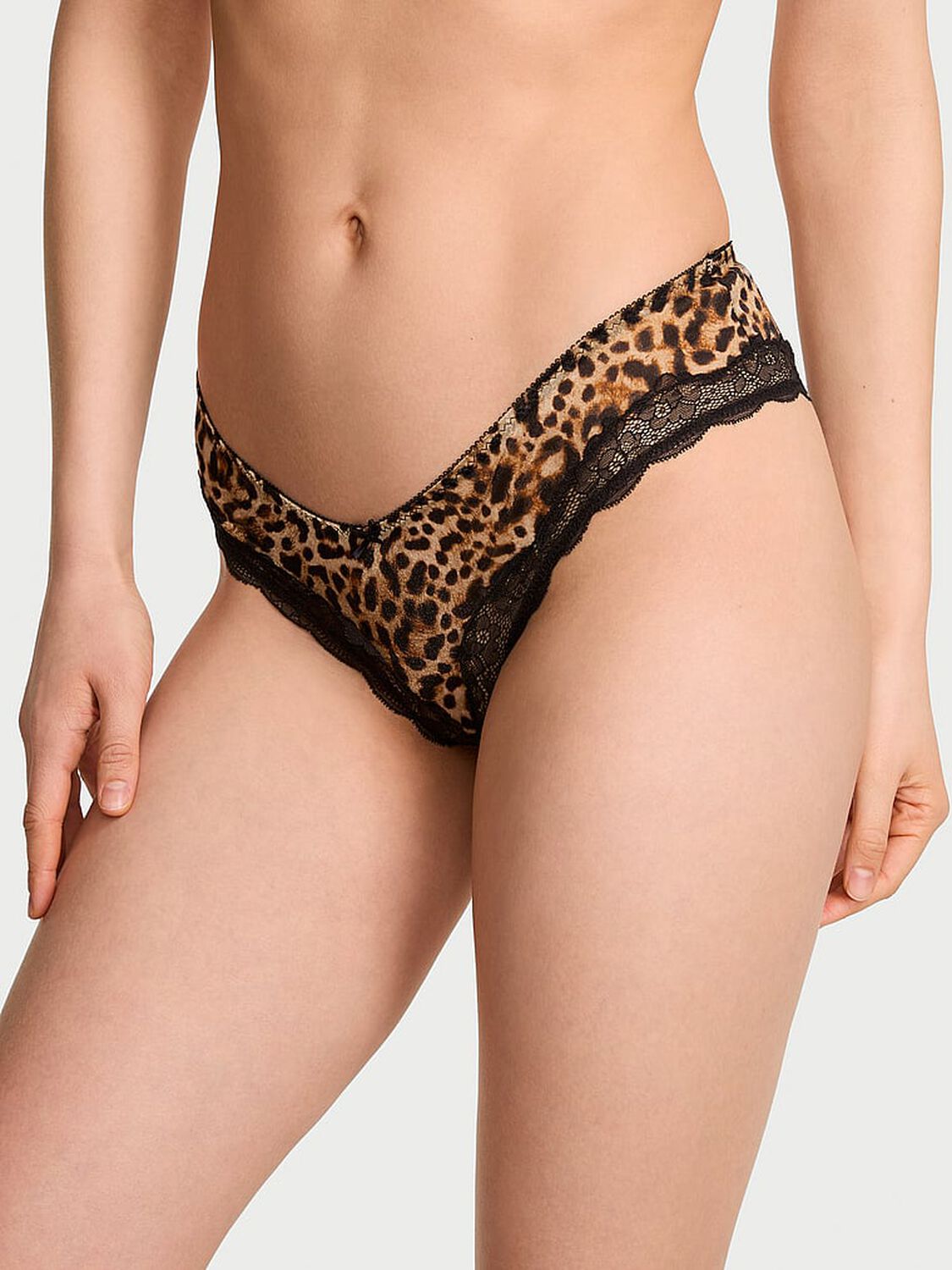vs Victoria's Secret Tease Sheer Shimmer High-Leg Cheeky Panty Leopard Print 1 of 3 
