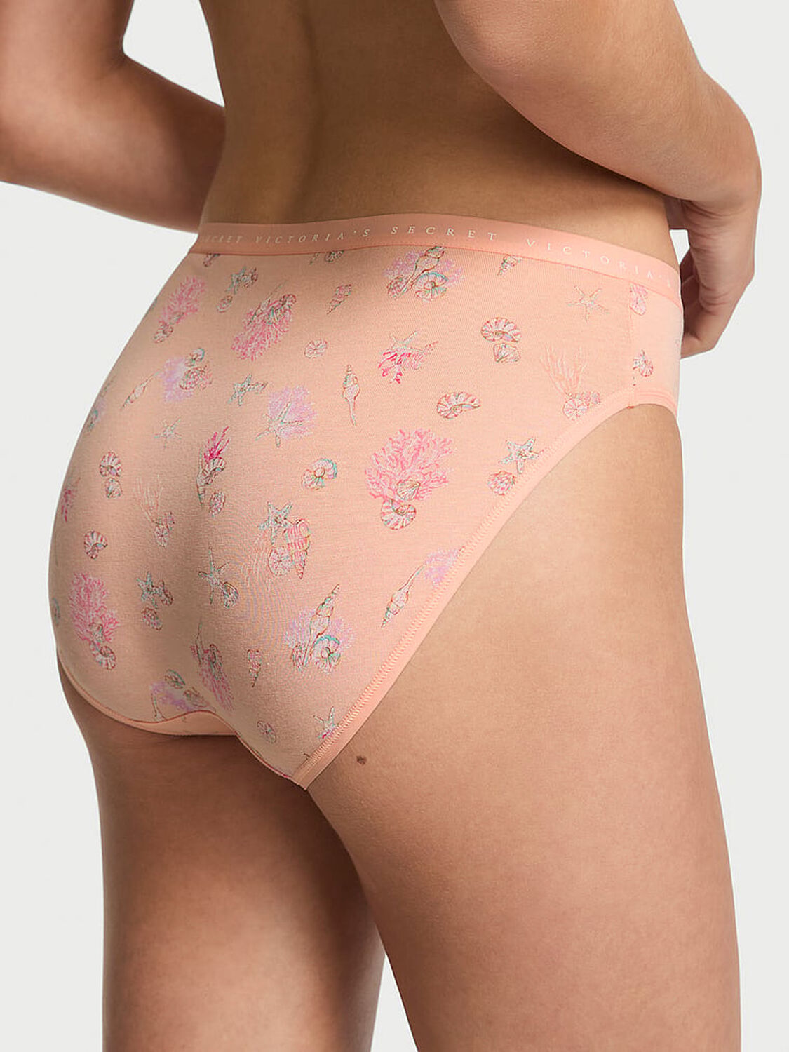 vs Victoria's Secret Stretch Cotton High-Leg Brief Panty Peach Seashells 2 of 3 