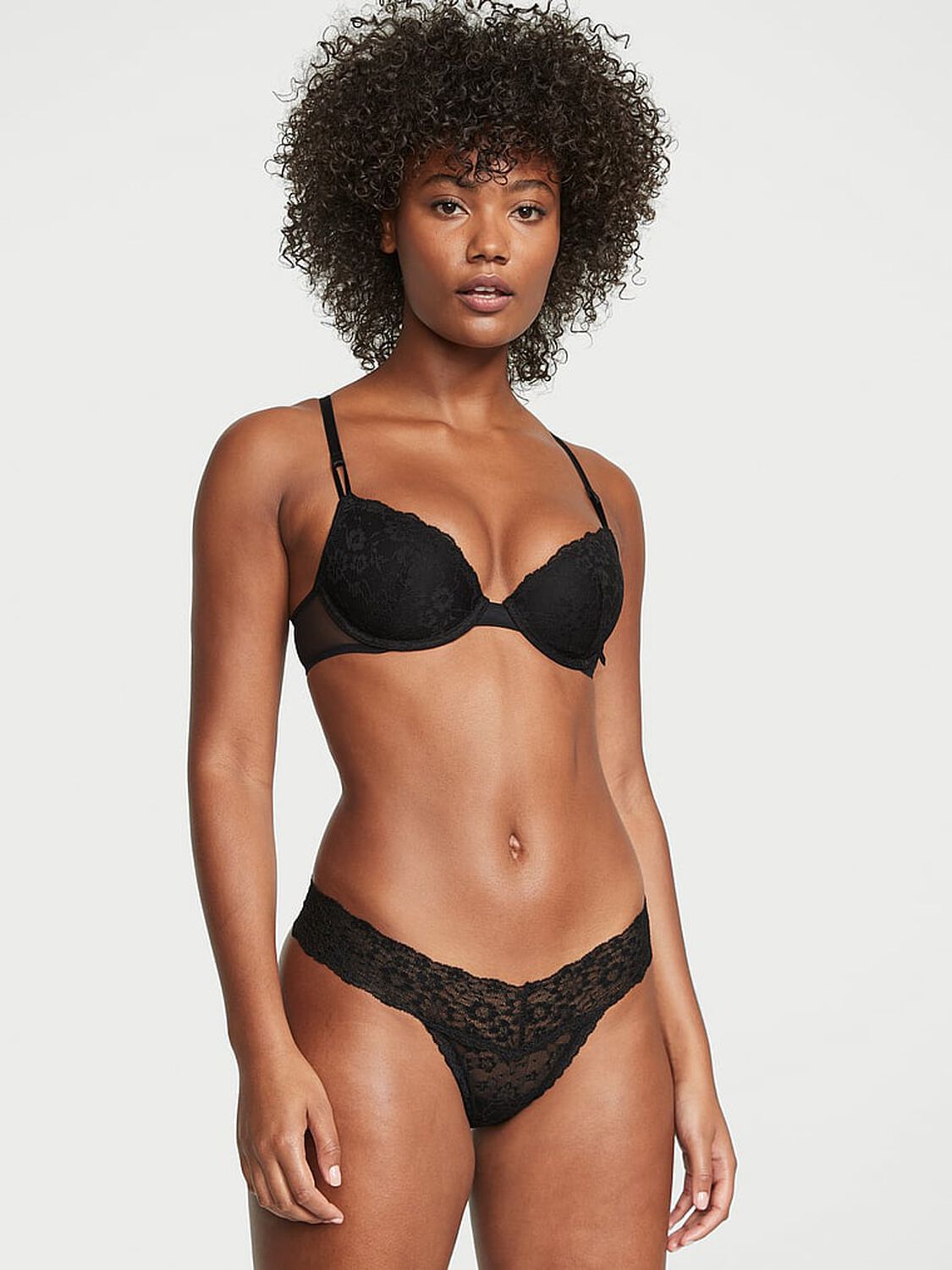 vs The Lacie Lace Lace-Up Thong Panty Black 1 of 4 