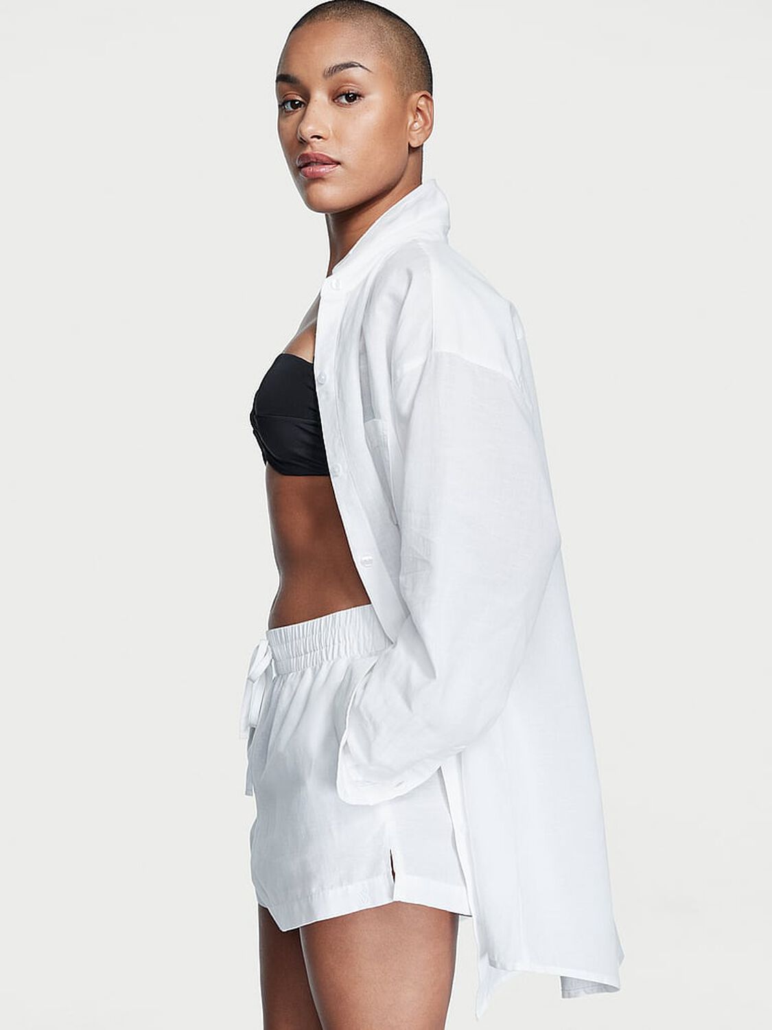 vs Victoria's Secret Swim Boyfriend Shirt Dress White 2 of 3 