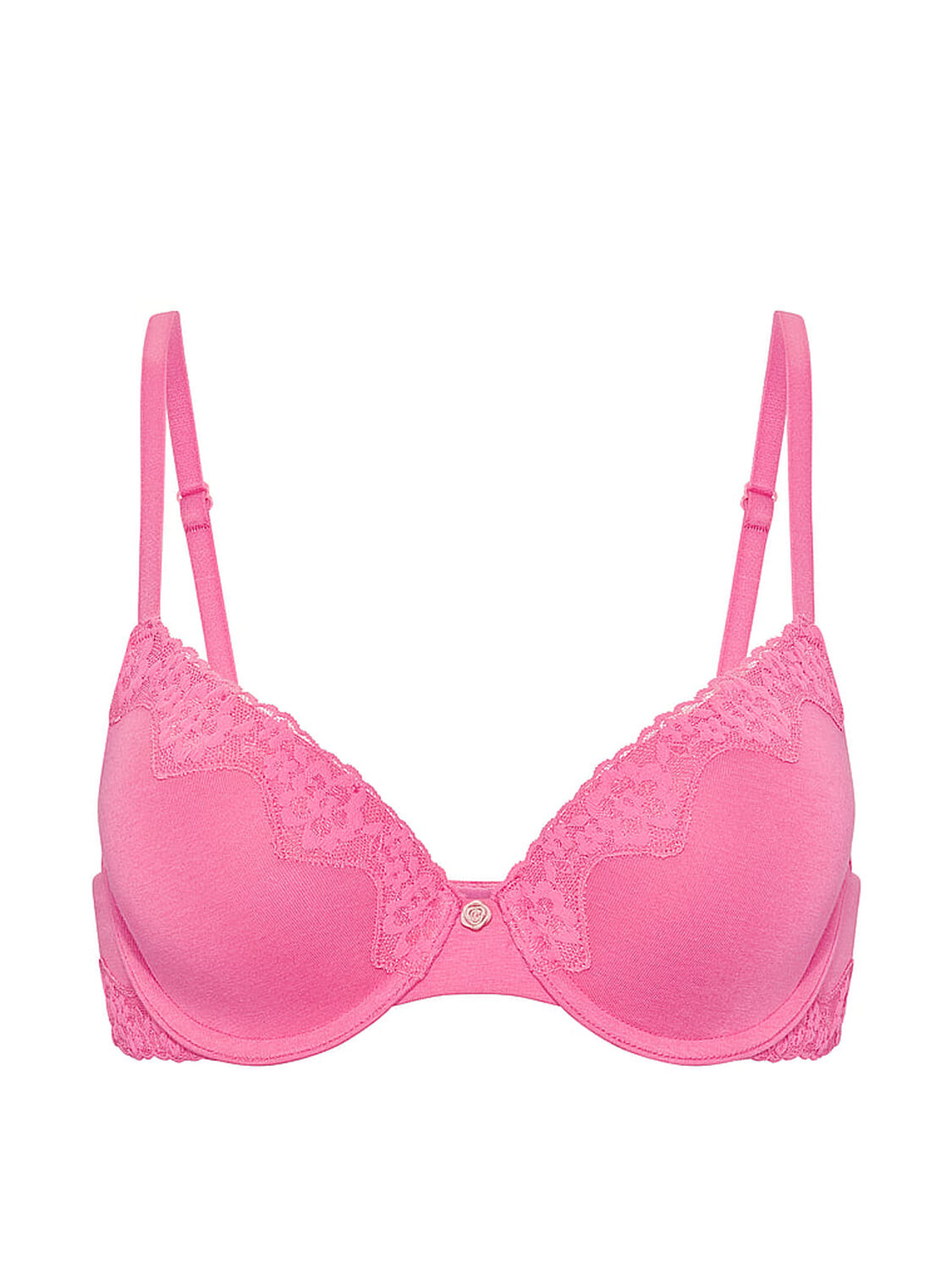 vs The T-Shirt Perfect Shape Cotton Lace-Trim Push-Up Bra Pink Radiance 3 of 4 