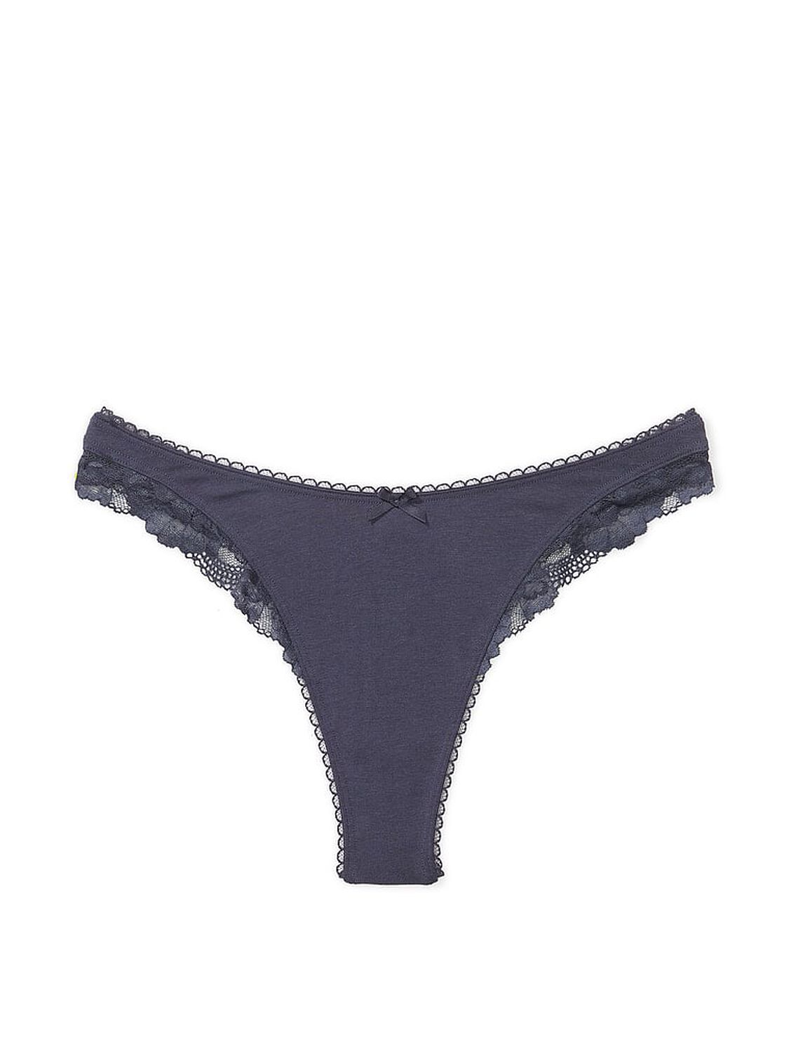 vs Victoria's Secret Body by Victoria Stretch Cotton Lace-Trim High-Leg Scoop Thong Panty 3 of 3 