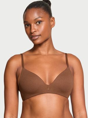 Lightly Lined Wireless Ribbed Cotton Bra