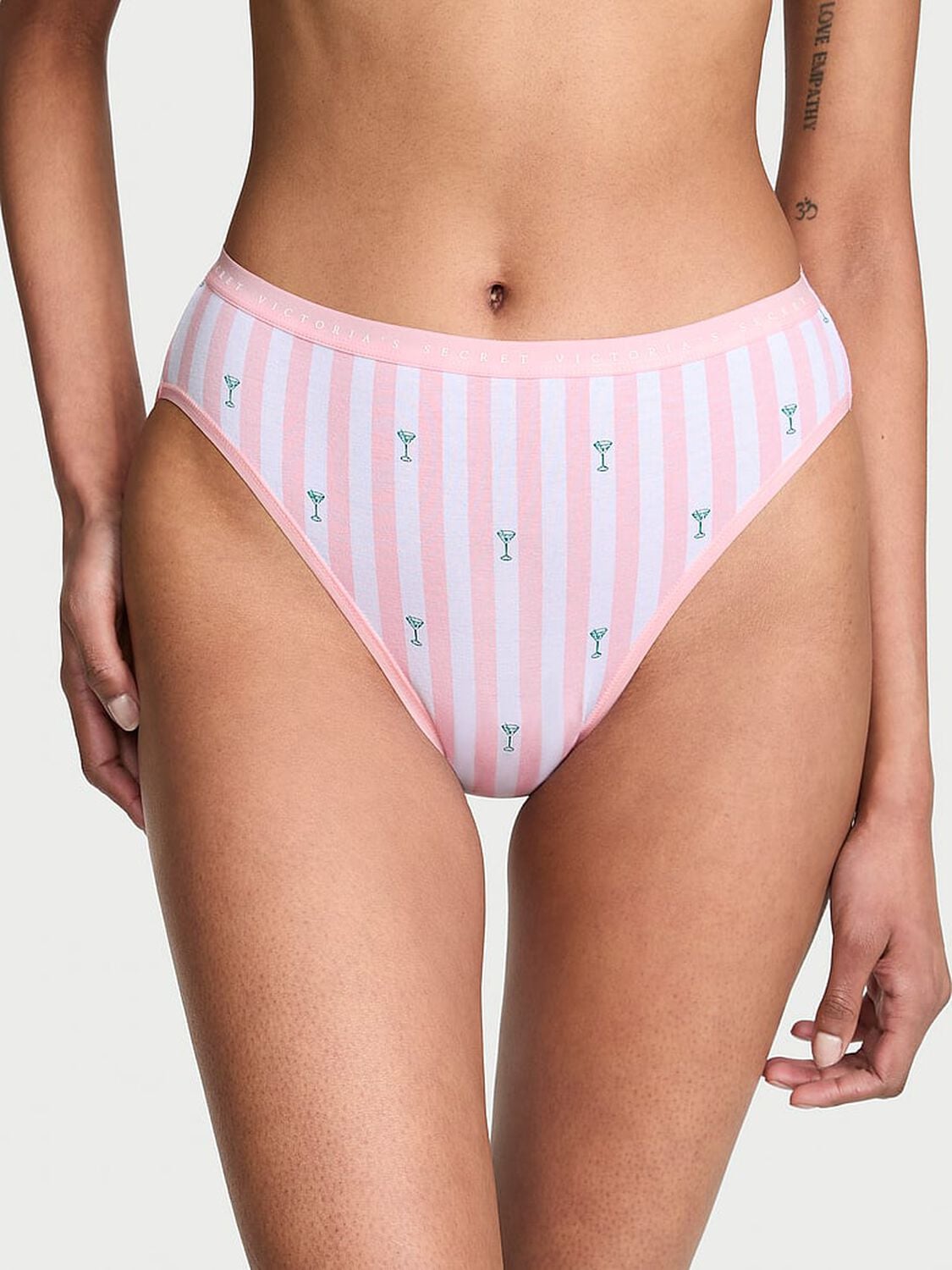 vs Victoria's Secret Stretch Cotton High-Leg Brief Panty Martini Stripe 1 of 3 