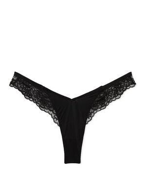 Rose Lace-Trim High-Leg Thong Panty