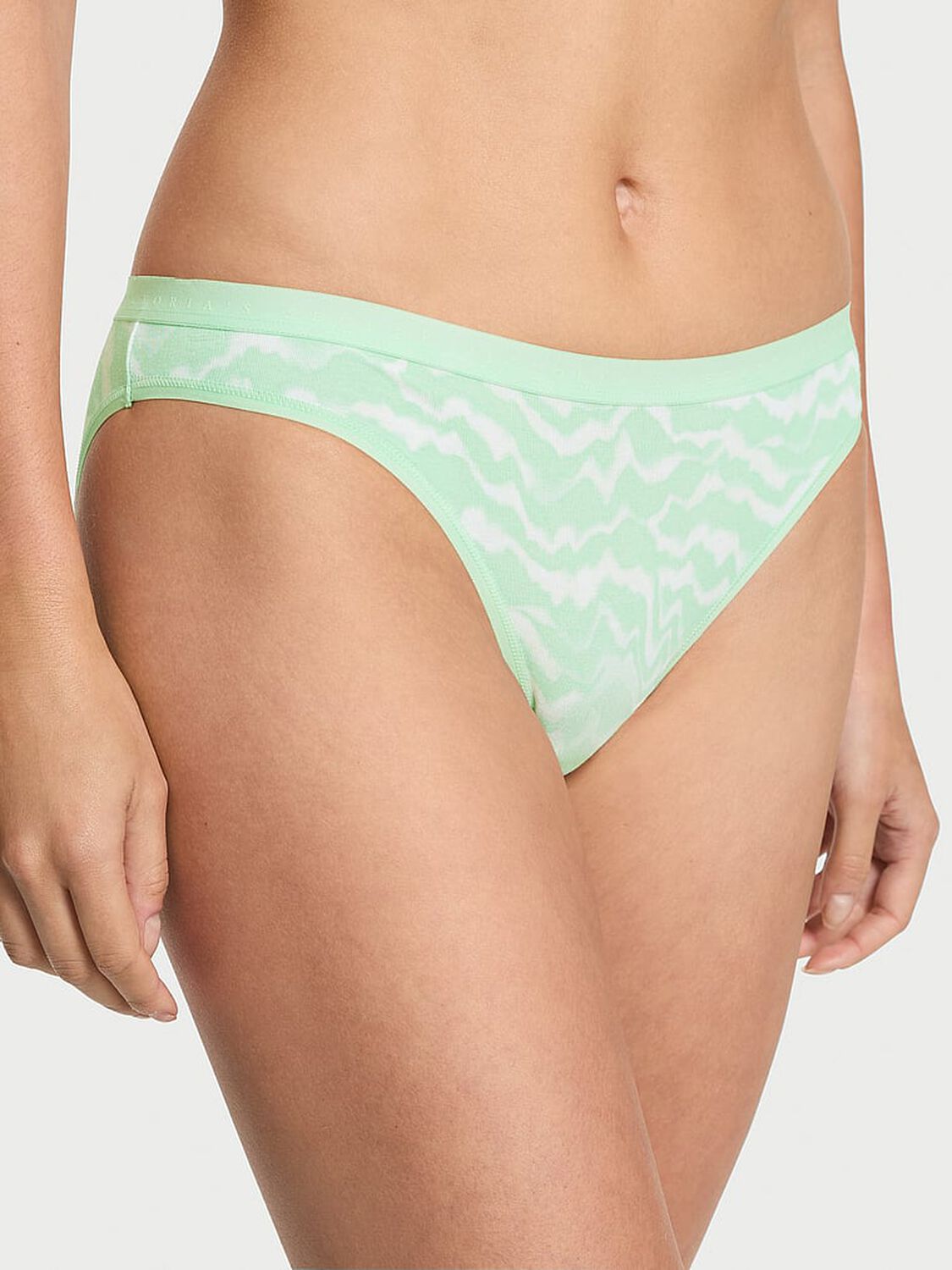 vs Victoria's Secret Body by Victoria Stretch Cotton Bikini Panty Green Waves 1 of 3 