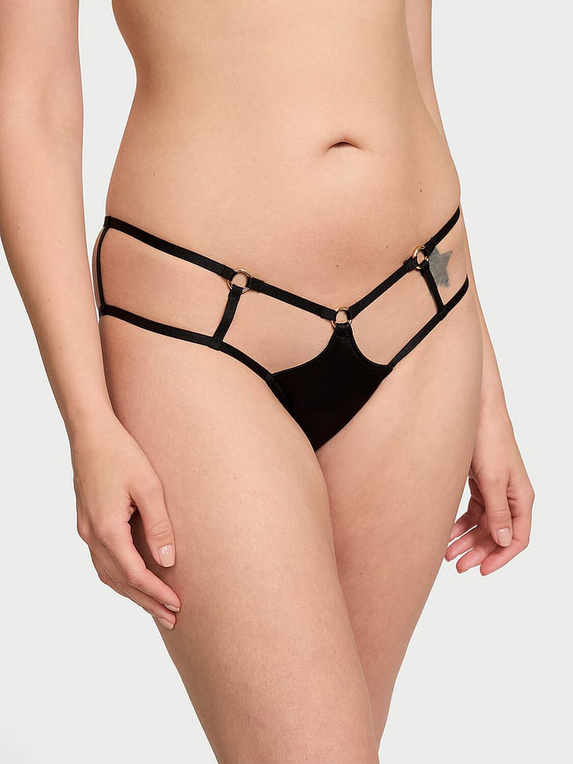 vs Very Sexy Strappy Hardware High-Leg Cheeky Panty Black 3 of 3 