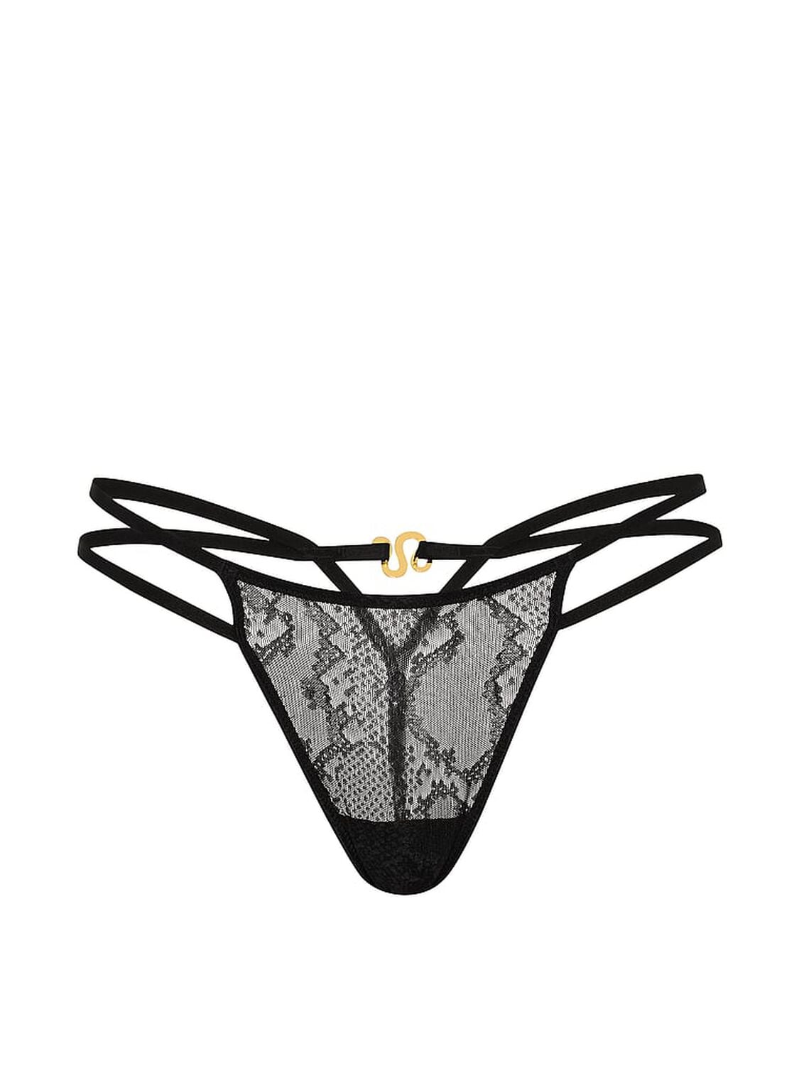 vs Very Sexy Viper Lace Hardware V-String Panty Black 3 of 4 