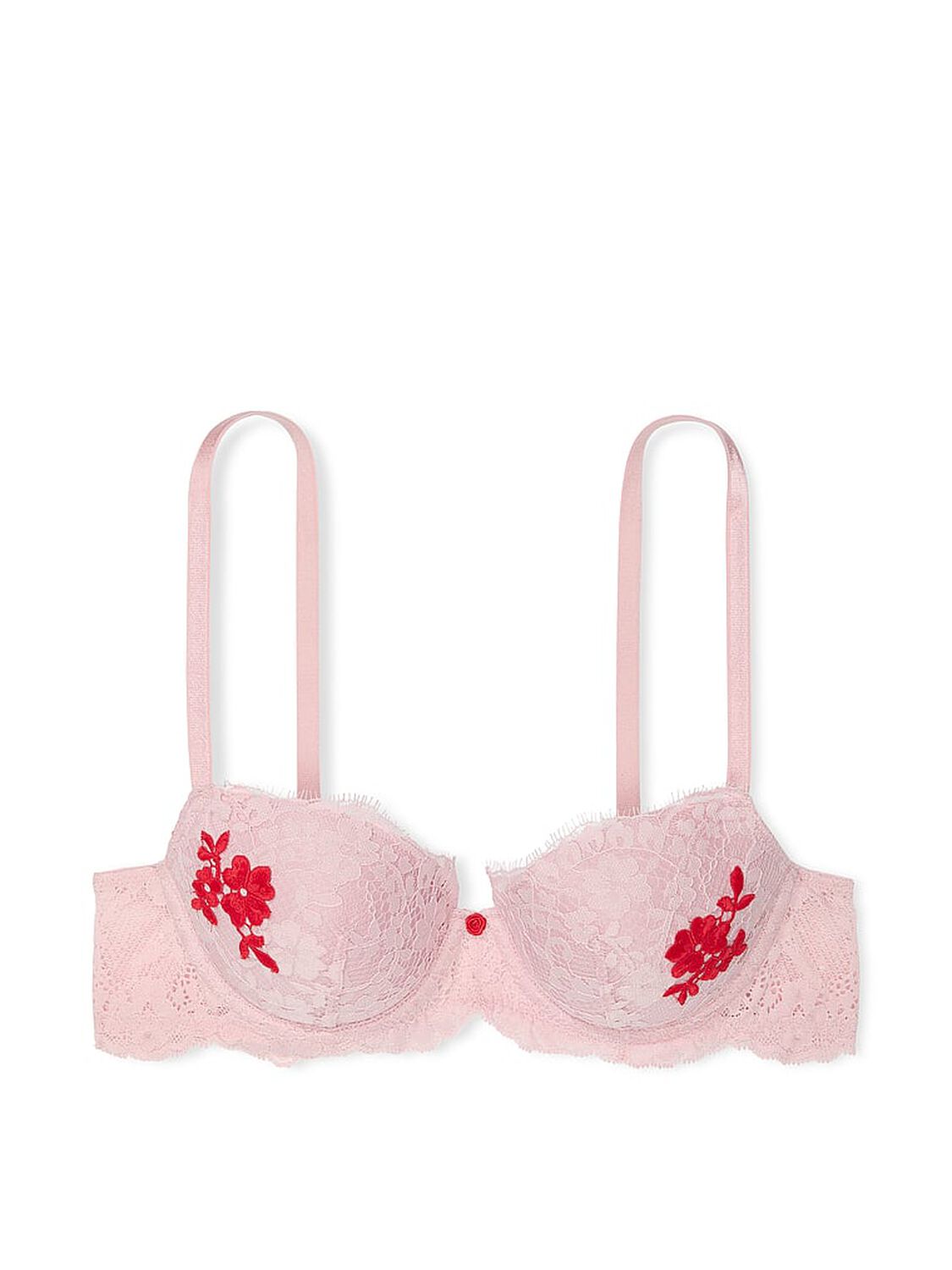 vs Dream Angels Lace Lightly Lined Demi Bra Chalk Rose 3 of 4 