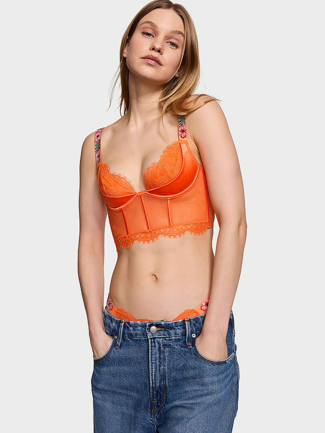 vs Very Sexy Shine Strap Lace Quarter-Cup Corset Top Sunny Orange 5 of 5 
