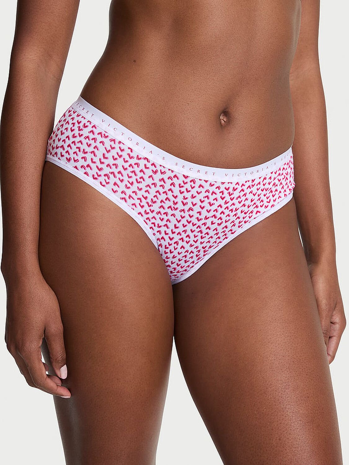 vs Victoria's Secret Stretch Cotton Hiphugger Panty White Ditsy Hearts 1 of 3 