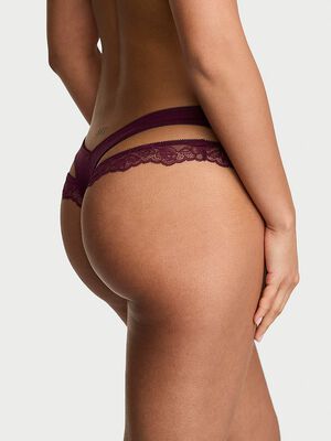 Rose Lace-Trim Cut-Out Thong Panty