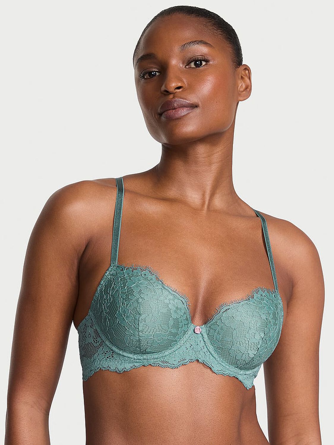 vs Dream Angels Lace Lightly Lined Classic Coverage Demi Bra Arctic Green 4 of 4 