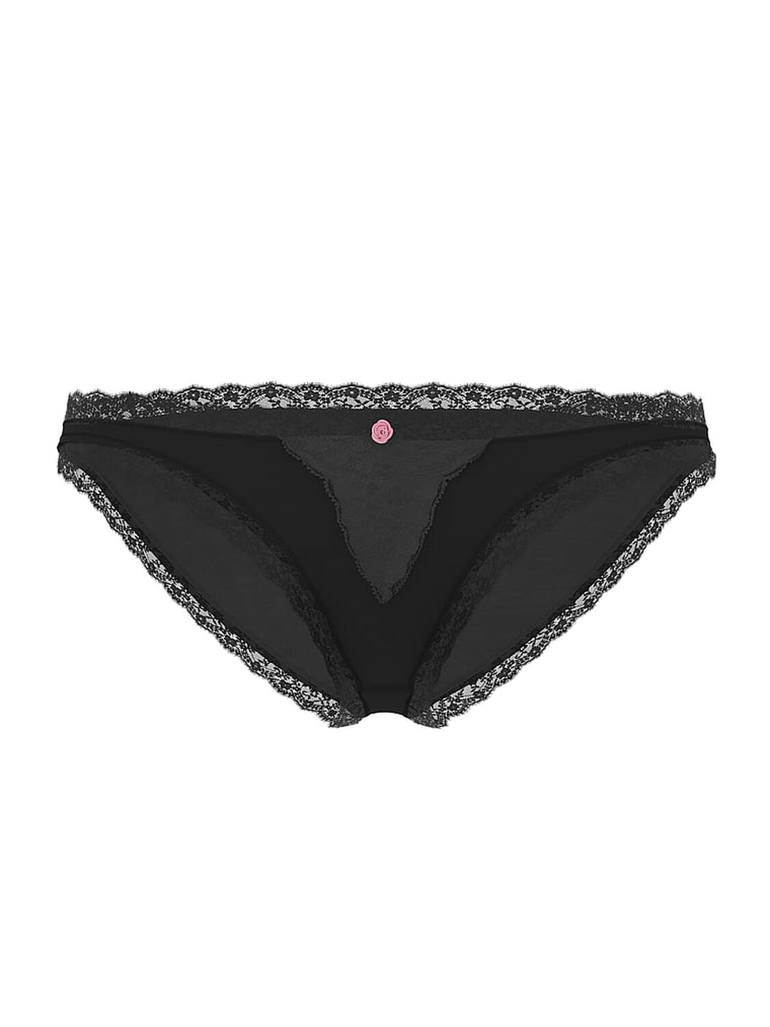 vs Dream Angels Lace-Trim Bikini Panty Black 1 of 3 