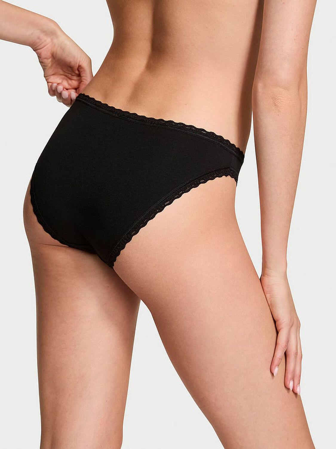 vs The Lacie Lace-Trim Cotton Bikini Panty Black 2 of 3 