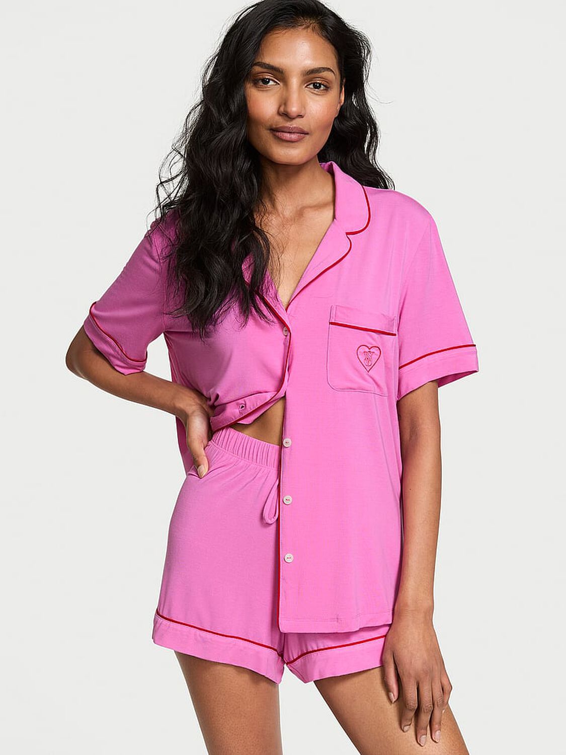 vs Victoria's Secret Modal Soft Short Pajama Set New Peony 1 of 3 