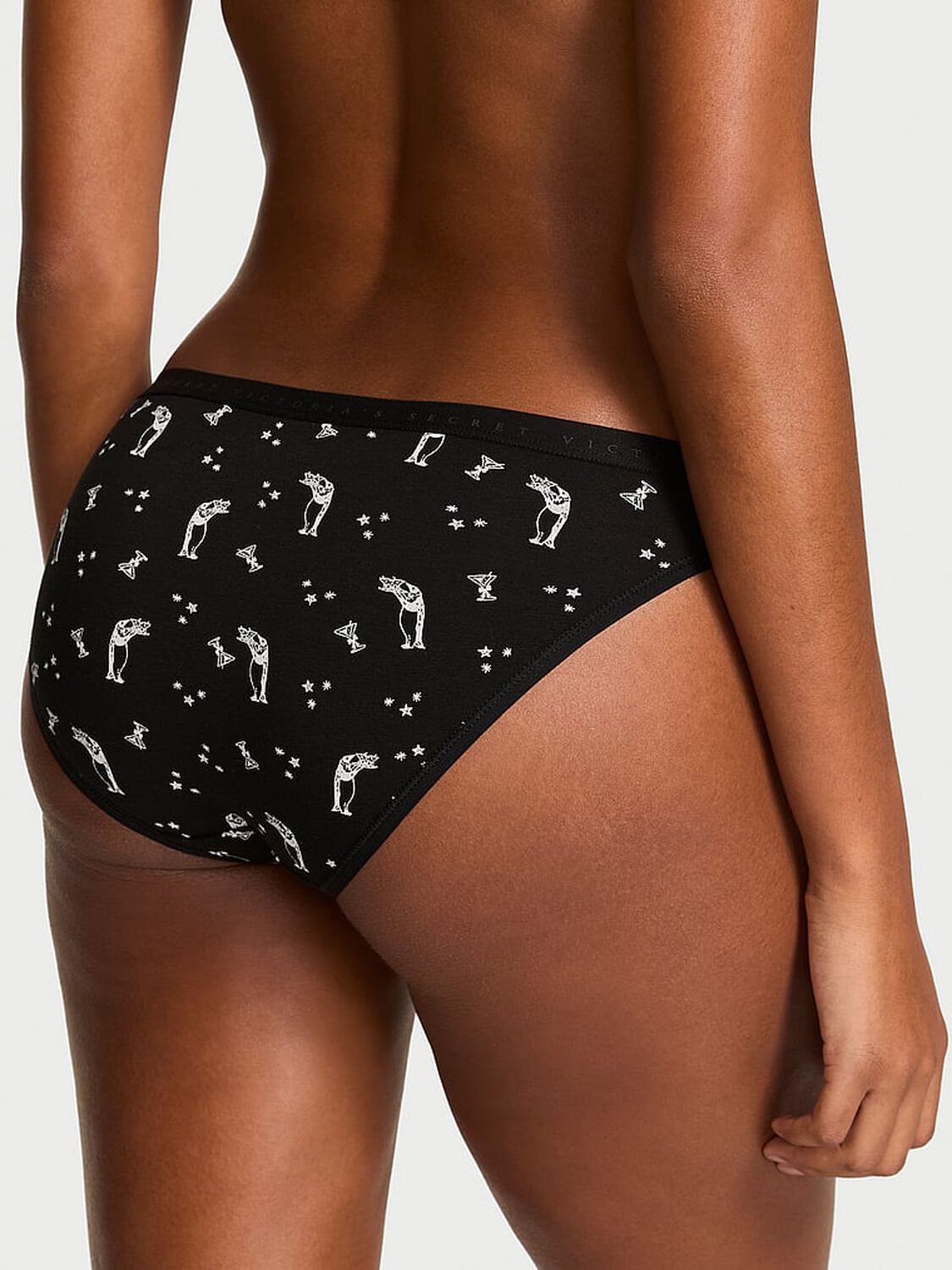 vs Victoria's Secret Stretch Cotton Bikini Panty Black Cocktail Penguins 2 of 2 