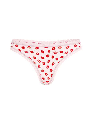 Cotton Lace-Waist Thong