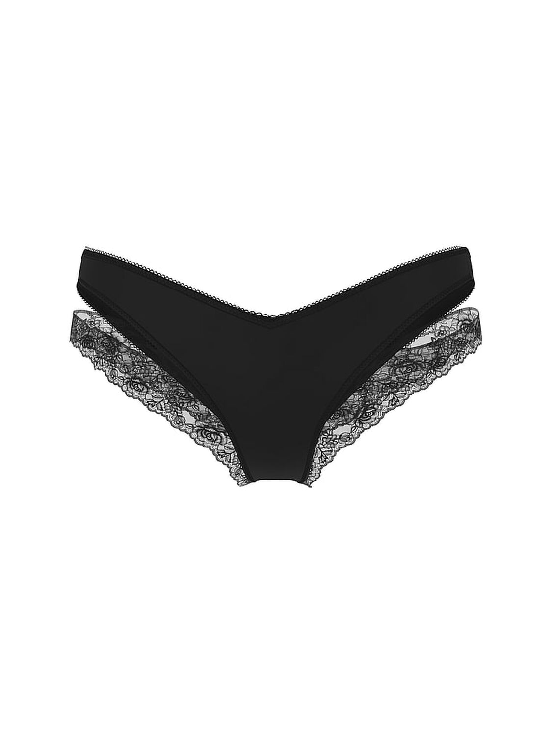 vs Very Sexy Rose Lace-Trim Cut-Out Cheeky Panty Black 3 of 3 