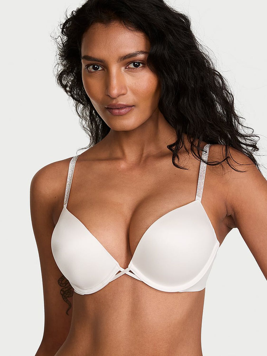 vs Very Sexy Bombshell Add-2-Cups Gradient Shine Strap Push-Up Bra Coconut White 1 of 3 