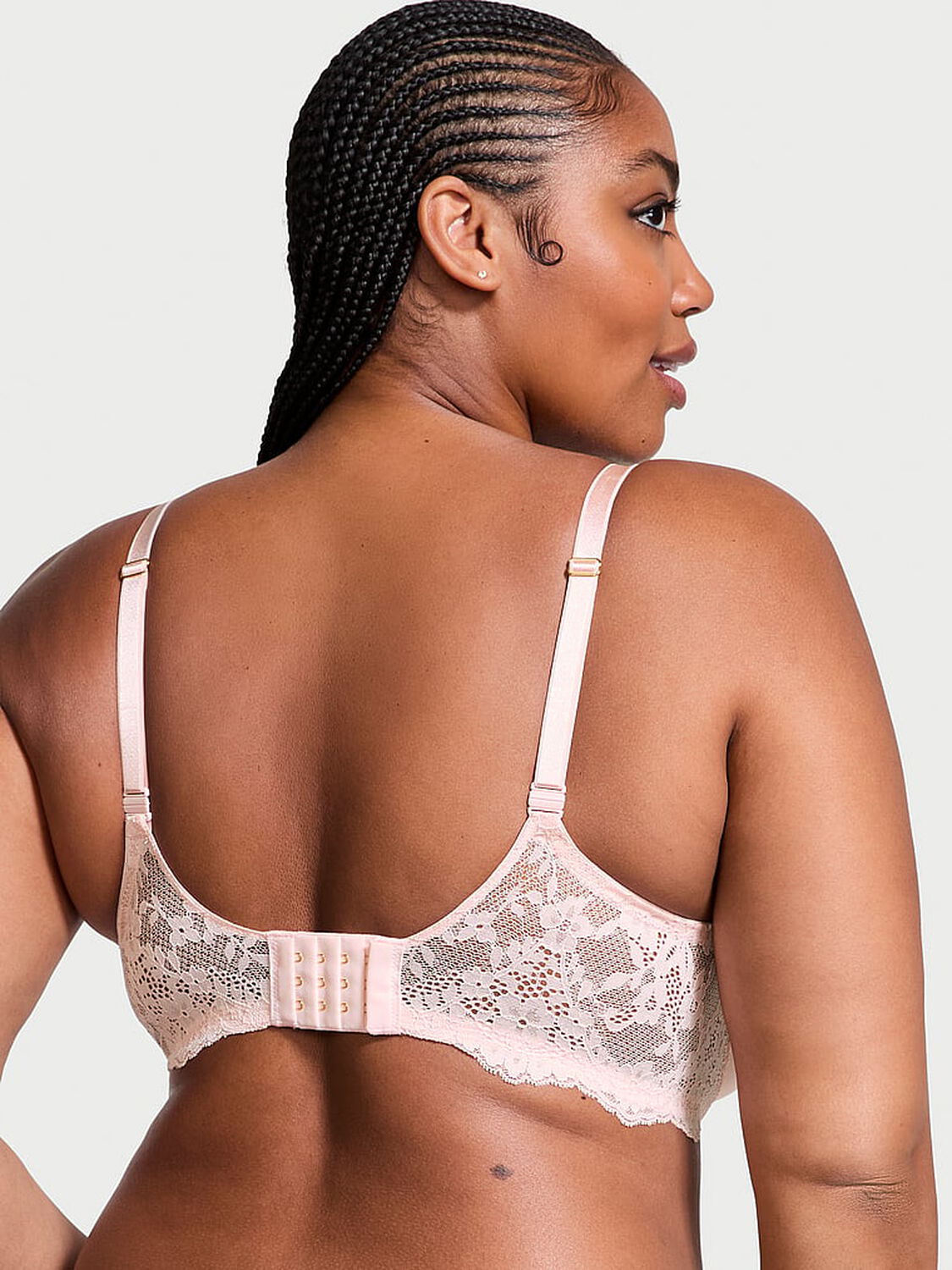 vs Dream Angels Smooth & Lace Lightly Lined Classic Coverage Demi Bra Purest Pink 2 of 4 