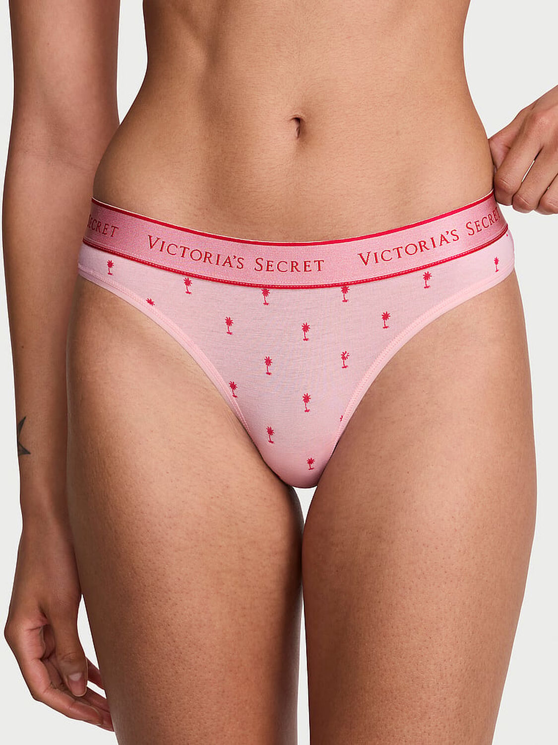 vs Cotton Logo Cotton Thong Panty Angel Pink 1 of 3 