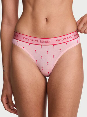 Logo Cotton Thong Panty