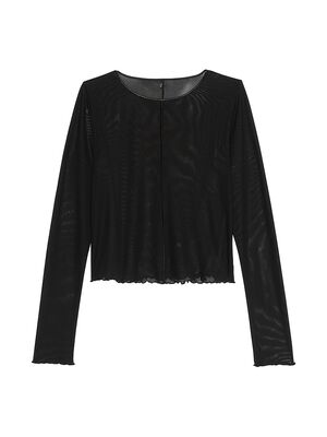 Beachwear Mesh Long-Sleeve Top