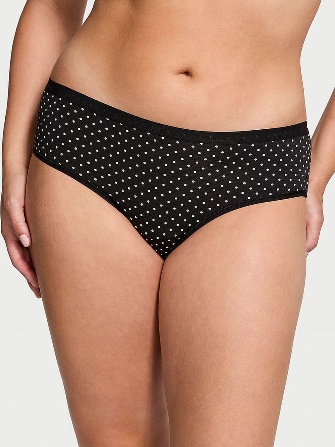 vs Victoria's Secret Stretch Cotton Hiphugger Panty Black Dots 1 of 3 