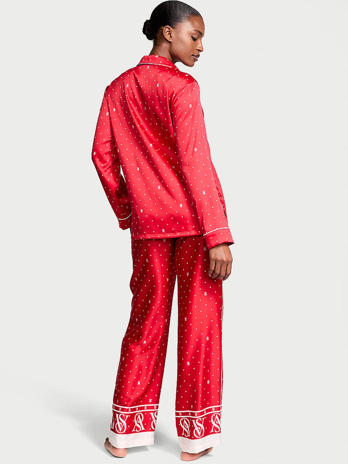 vs Victoria's Secret Glazed Satin Long Pajama Set Lipstick 2 of 4 