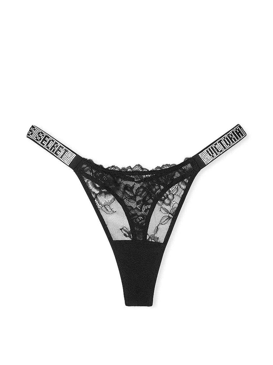 vs Very Sexy Shine Strap Rose Lace Panty Black 3 of 3 