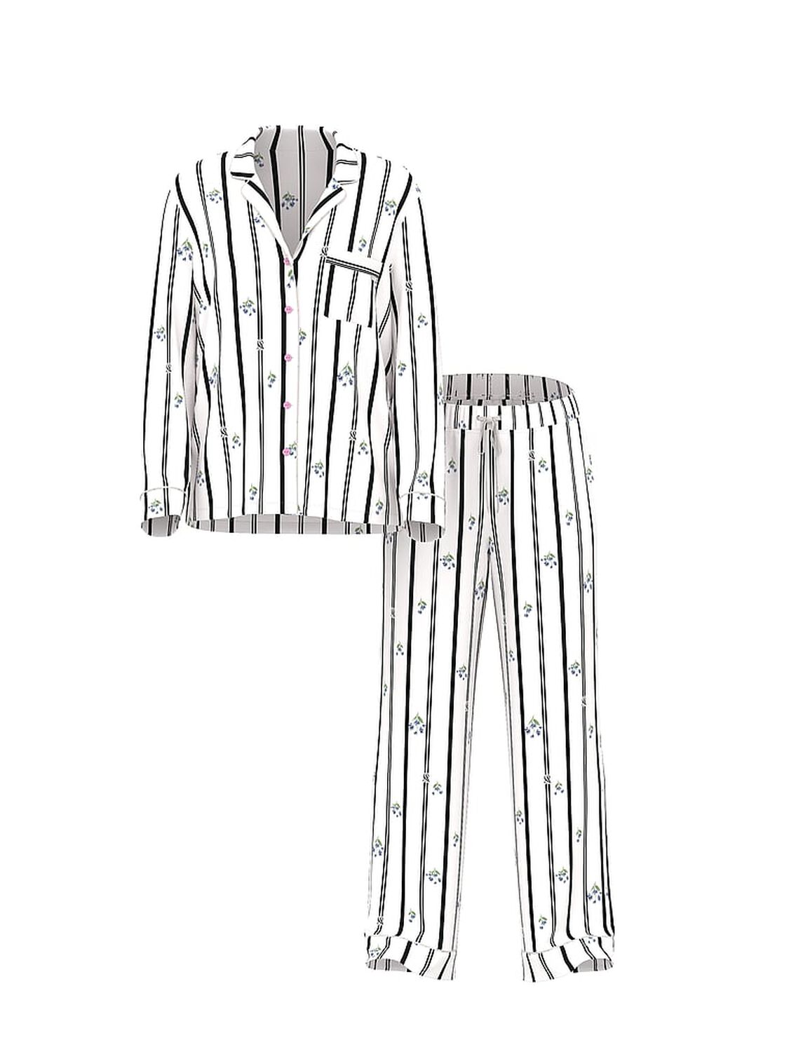vs Victoria's Secret SoSoft&trade; Modal Long Pajama Set Coconut White Floral Stripes 3 of 4 