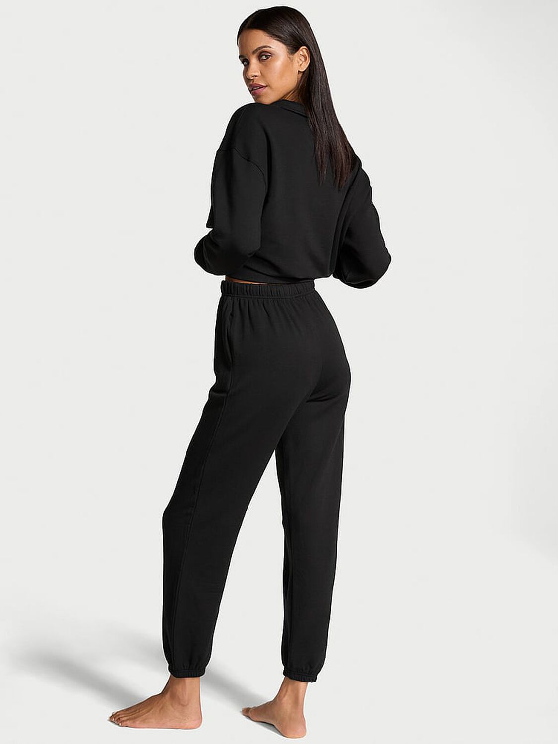 vs Victoria's Secret Brushed Modal Fleece Jogger Black 2 of 3 