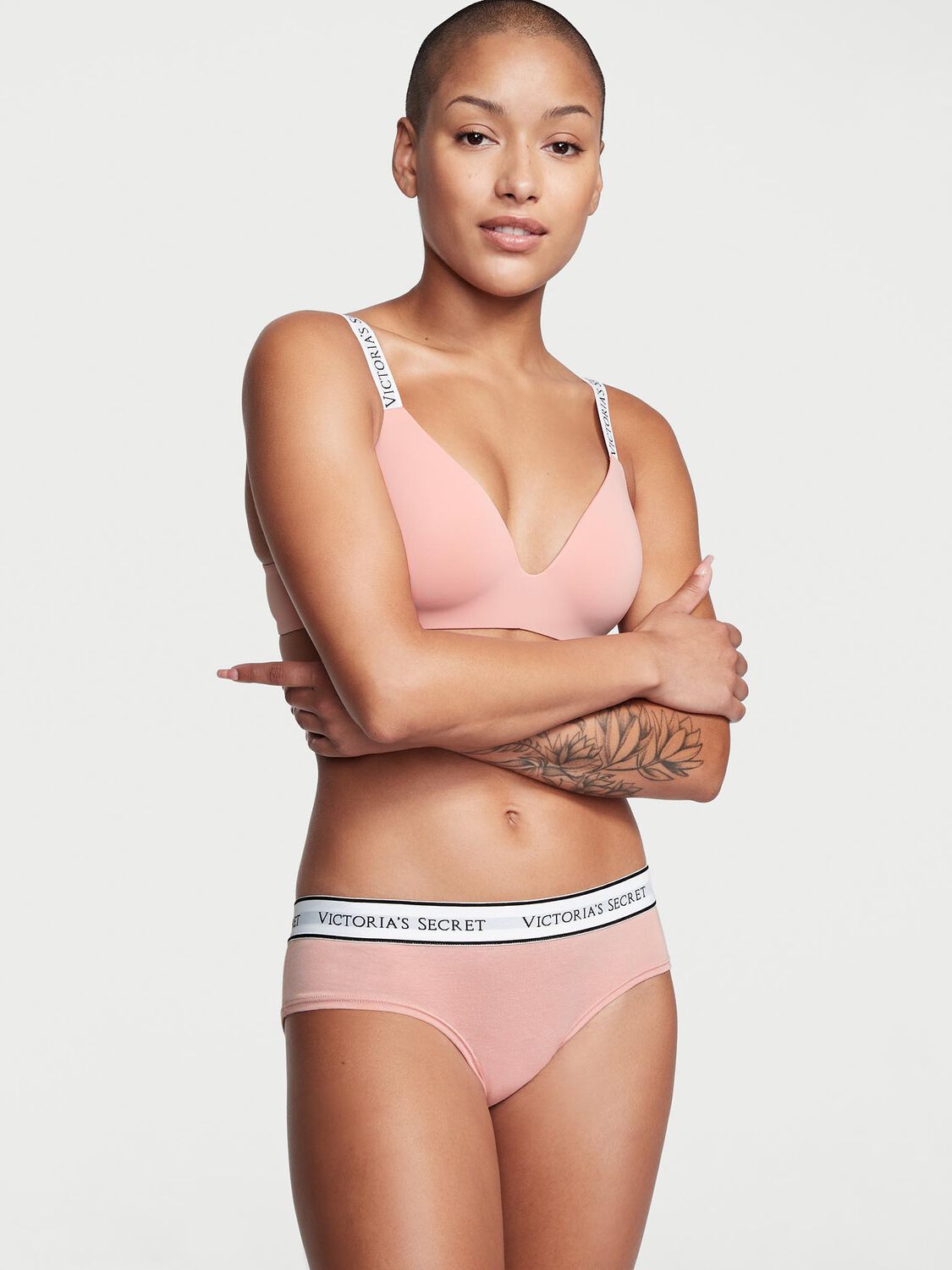 vs Victoria's Secret Logo Cotton Cheeky Panty Misty Rose 1 of 3 