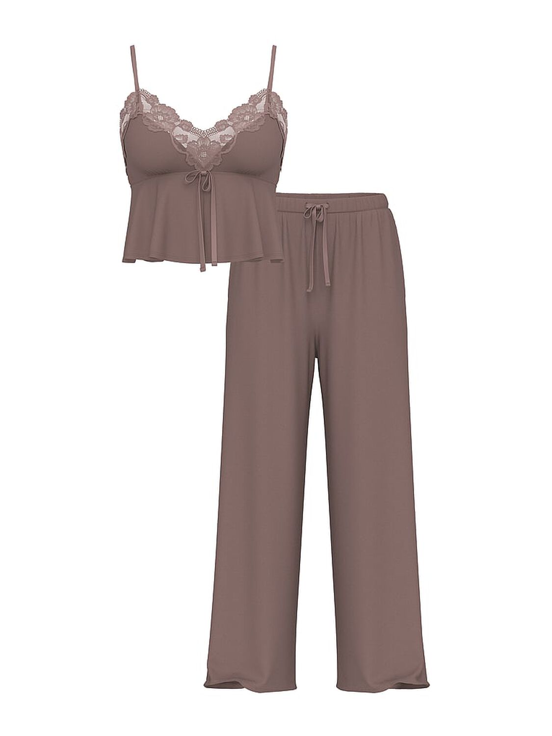 vs Victoria's Secret Modal Soft Lace-Trim Cami & Wide-Leg Pant Set Cloudy Grey 3 of 3 