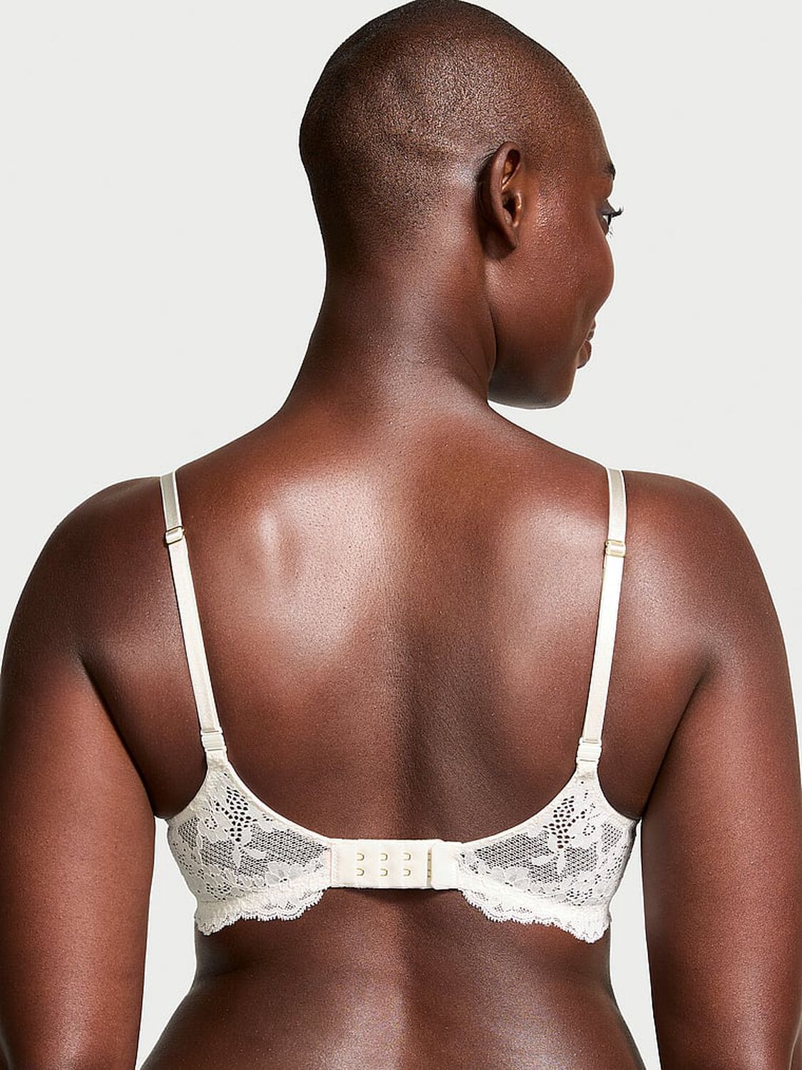 vs Dream Angels Smooth & Lace Lightly Lined Classic Coverage Demi Bra Coconut White 2 of 3 